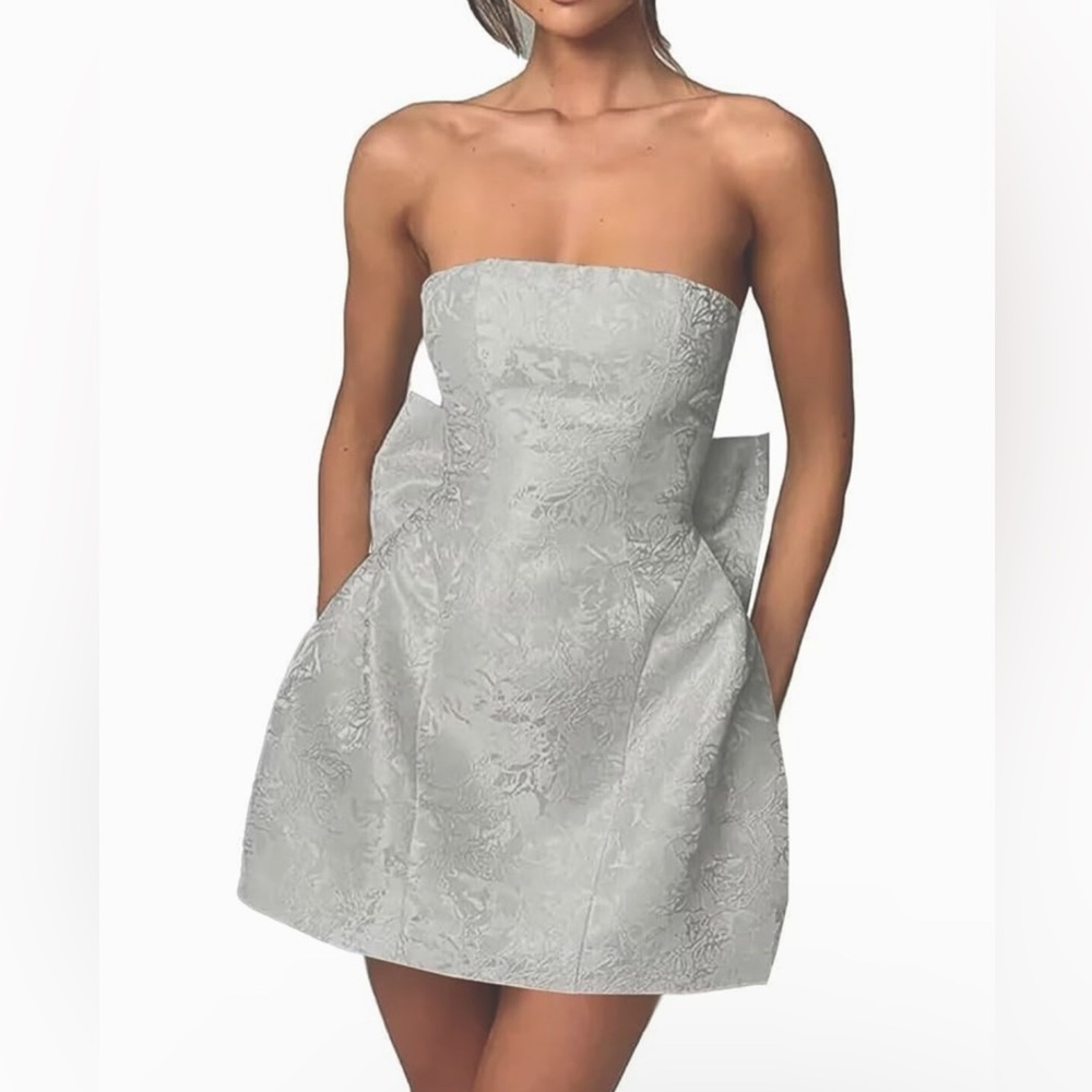 New Homecoming Dress Short A-Line Mini Prom Dress Strapless with Bow on Back